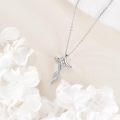 wholesale 925 Sterling Silver Cubic Zirconia Accent Floral Cross Pendant Necklace for Women-0-3