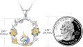 wholesale 925 Sterling Silver Unicorn Floral Circle Pendant Necklace for Women Girls Gifts-0-2