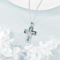 wholesale 925 Sterling Silver Abalone Shell Tree of Life Cross Pendant Necklace for Women Gifts-0-4