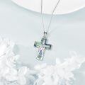 wholesale 925 Sterling Silver Abalone Shell Tree of Life Cross Pendant Necklace for Women Gifts-0-4