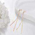 wholesale 14K Gold Pearl Chain Threader Earrings for Women-0-4