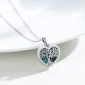 wholesale 925 Sterling Silver Abalone Shell Heart Tree of Life Pendant Necklace-0-2