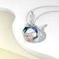 wholesale 925 Sterling Silver Whale Pendant with Blue Crystal and Rose Gold Wave Design Necklace-0-4