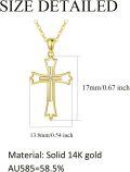 wholesale 14K Gold Cubic Zirconia Star Cross Pendant Necklace for Women - 20 Inches Chain Length-0-5