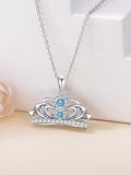 wholesale 925 Sterling Silver Crown Pendant Necklace Wholesale With Blue Gemstone-0-4