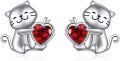 wholesale 925 Sterling Silver Cat Heart Stud Earrings Gift for Women-0-0