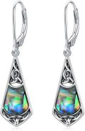 wholesale 925 Sterling Silver Abalone Shell Drop Earrings with Celtic Knot Design-0-0
