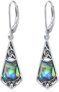 wholesale 925 Sterling Silver Abalone Shell Drop Earrings with Celtic Knot Design-09-Infintiy Celtic Knot