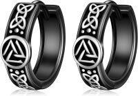 wholesale 925 Sterling Silver Viking Triquetra Celtic Knot Huggie Hoop Earrings for Men Women Norse  30mm Diameter-Triangle