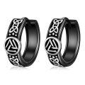 wholesale 925 Sterling Silver Viking Triquetra Celtic Knot Huggie Hoop Earrings for Men Women Norse  30mm Diameter-0-0