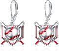 wholesale 925 Sterling Silver Baseball & Bat Design Moonstone Drop Earrings Sporty Gift for Women-0-0