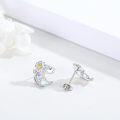 wholesale 925 Sterling Silver Opal Crescent Moon & Daisy Stud Earrings Hypoallergenic Gift for Her-0-1
