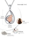 wholesale 925 Sterling Silver Rose Flower Teardrop Pendant Necklace Rose Gold Plated Zircon For Women-0-2
