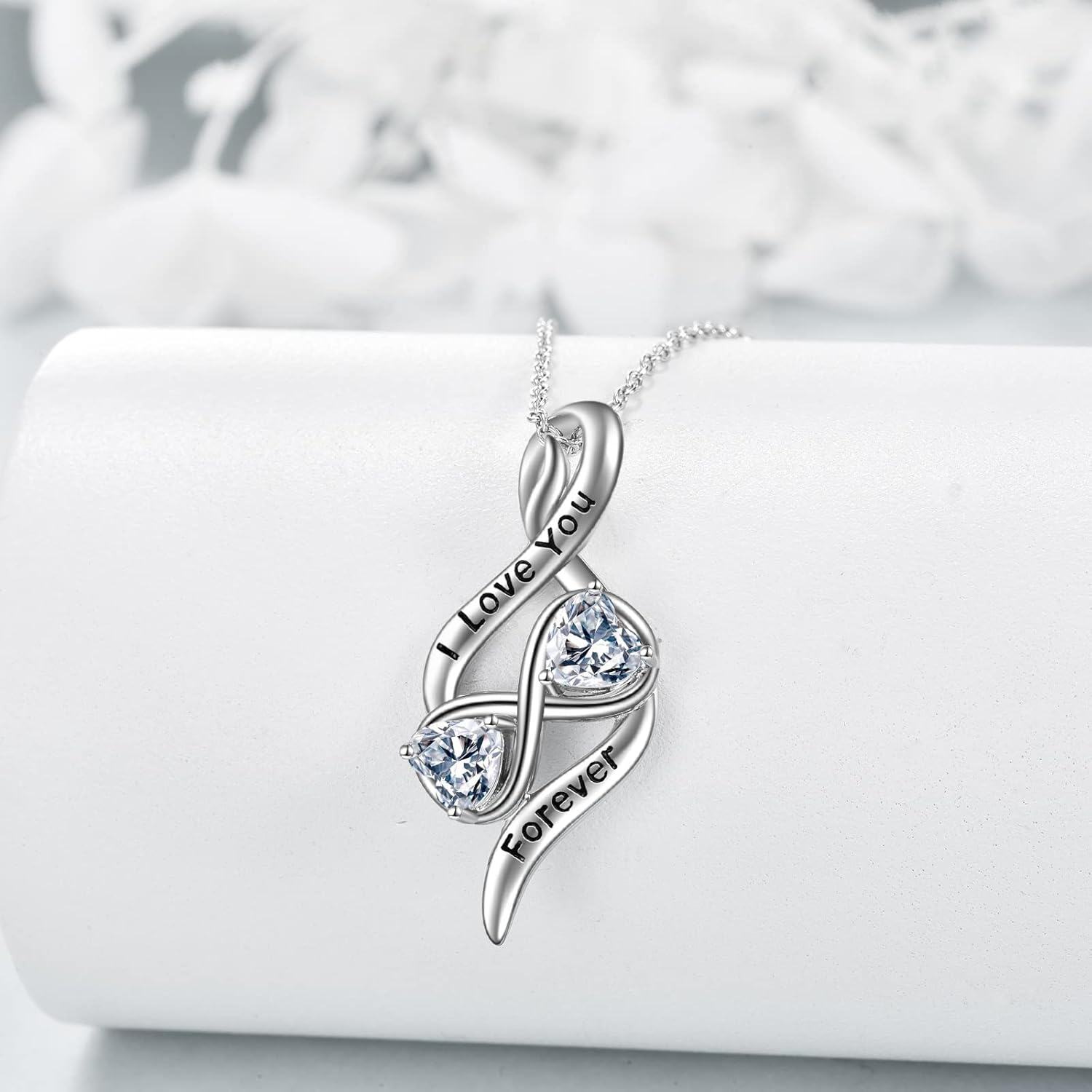 wholesale 925 Sterling Silver I Love You Forever Heart Infinity Pendant Necklace s for Women-0-1