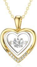 wholesale 14K Gold & Double Heart Moissanite Pendant Necklace for Women - 16-18 inch Chain Length-0-0