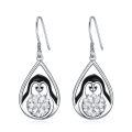 wholesale 925 Sterling Silver Penguin Teardrop Dangle Earrings with CZ Accents-0-0