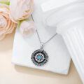 wholesale 925 Sterling Silver Blue Opal Celtic Knot Compass Pendant Necklace for Women-0-2