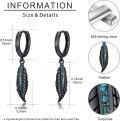 wholesale 925 Sterling Silver Black Feather Drop Earrings with Turquoise and Malachite Accents-0-5