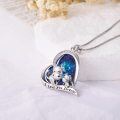 wholesale 925 Sterling Silver Heart Cow Pendant With Blue Crystals And Engraved Message-0-3