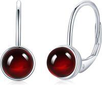 wholesale 925 Sterling Silver 7mm Egg Cut Birthstone Leverback Drop Earrings for Women Girls-January Birthstone