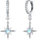 wholesale 925 Sterling Silver Star Opal Hoop Huggie Earrings for Women Girls  Set Minimalist Fashion Accessories Lightweight Hypoallergenic Nickel Free Safe (Star)-0-0