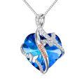 wholesale 925 Sterling Silver Blue Heart & Butterfly Pendant Necklaces for Mom Gifts-0-0