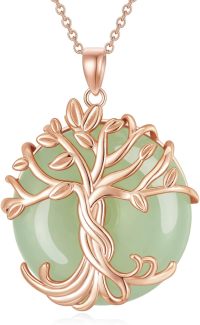wholesale 14K Gold Sterling Silver Jade Tree of Life Necklace for Women-1A-Tree of Life-Rose Gold-Jade-1A-Tree of Life-Rose Gold-Jade