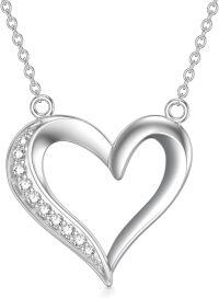 wholesale 925 Sterling Silver Open Heart Pendant with Cubic Zirconias for Women-Type 8
