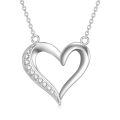 wholesale 925 Sterling Silver Open Heart Pendant Necklace Lab Created Moissanite White Gold Plated-0-0