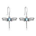 wholesale 925 Sterling Silver Turquoise Dragonfly Drop Earrings for Women-0-0