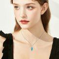 wholesale 925 Sterling Silver Turquoise Cubic Zirconia-Shaped Pendant Necklace - Vintage Boho Style-0-1
