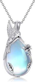 wholesale 925 Sterling Silver Blue Moonstone Hummingbird Pendant Urn Keepsake Necklace for Ashes Memory Jewelry-0-0