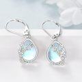 wholesale 925 Sterling Silver & Blue Moonstone Floral Drop Earrings for Women-0-2