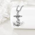 wholesale 925 Sterling Silver Gold-Plated Nautical Anchor Pendant with Evil Eye and Rope Design for Men's Fashion Jewellery-0-4
