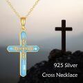 wholesale 14k Gold Blue Enamel Cross Necklace With Lab Diamond Accents-0-4
