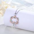 wholesale 925 Sterling Silver Interlocking Heart 80 Birthday Necklace Two Tone Rose Gold Cubic Zirconia-0-1