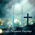 wholesale 925 Sterling Silver Cross Chain Turquoise Bar Drop Earrings For Women-0-4