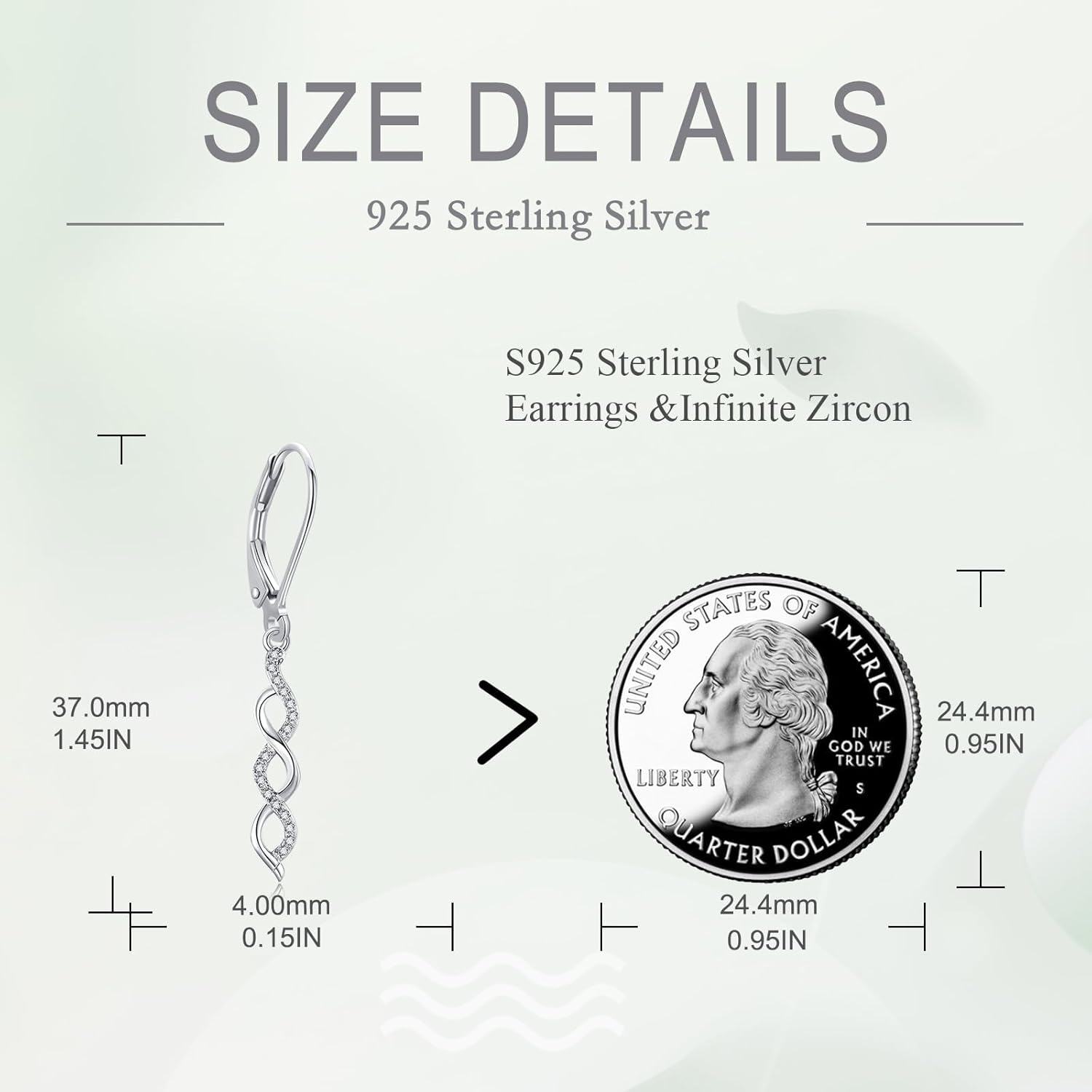 925 Sterling Silver Twist Diamond Drop Earrings-0-4