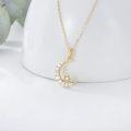 wholesale 14K Gold Crescent Moon & Star CZ Pendant Necklace - 16-18 inch Chain for Women-0-1