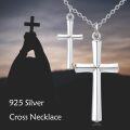 wholesale 925 Sterling Silver Christian Double Cross Pendant on Religious Chain Necklace  for Women-0-5
