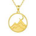 TOUPOP 14k Solid Gold Mustard Seed Stone Mountain Pendant Necklace-0-0