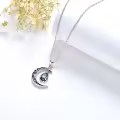 wholesale 925 Sterling Silver Crescent Moon with Amethyst Pendant Necklaces for Women s 45cm Chain Length-0-25