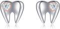 wholesale 925 Sterling Silver Heart-Shaped Cubic Zirconia Teeth Stud Earrings - Dental Jewelry for Women and Girls-0-0