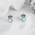 wholesale 925 Sterling Silver Mushroom Stud Earrings with Blue Stone and Crystal Accents-0-3