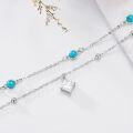 wholesale 925 Sterling Silver with Turquoise and Moissanite Double-Strand Beaded Necklace for Women-0-6
