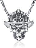 wholesale 925 Sterling Silver Firefighter Helmet Skull Pendant Necklace for Men Gothic s-0-0