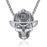wholesale 925 Sterling Silver Firefighter Skull Pendant With Chain-Firefighter