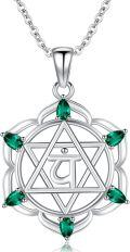 wholesale 925 Sterling Silver 7 Chakra Green Stone Pendant Necklace for Women-0-0