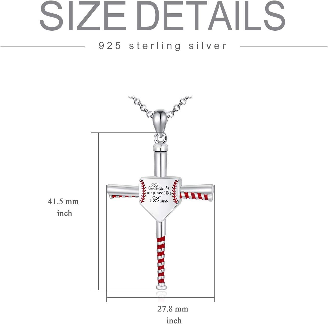 wholesale 925 Sterling Silver Baseball Bat Cremation Urn Keepsake Pendant with Funnel and Fill Kit-0-5