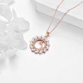 wholesale 925 Sterling Silver Rose Gold Plated Peacock Pendant Necklace With Marquise Cut Zircon-0-4